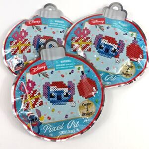 3 Disney Stitch Craft Christmas Pixel Art Perler Fuse Beads Kit Hama New Kids